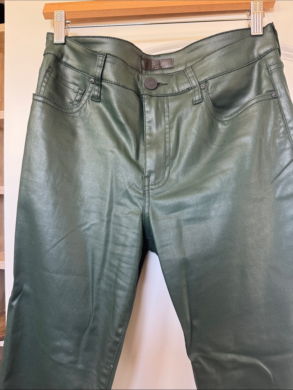 Kut from the Kloth Green Coated Ankle Jeans